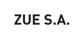 Logotyp - białe tło, czarny napis ZUE Są.