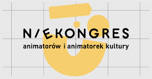 Baner projektu nie kongres. Duży czarny napis i żółte znaki graficzne